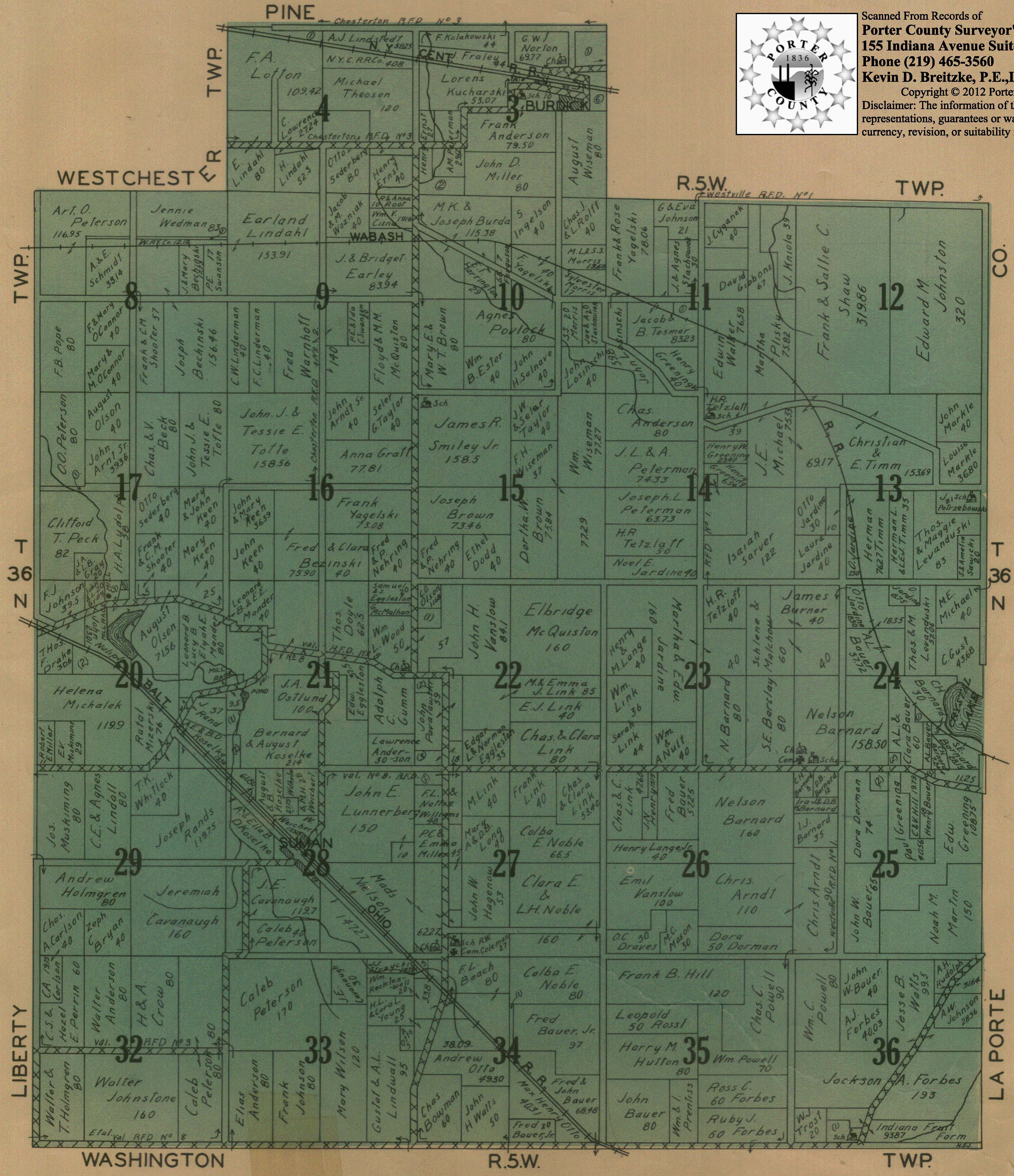 Porter County township plat maps. 